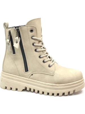 Kocamanlar Mehtap Çift Fermuar Detaylı Kaymaz Taban Kadın Kısa Postal Bot