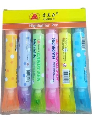 Aimelie A-201 Şeker Şekilli Fosforlu Kalem Seti 6'lı