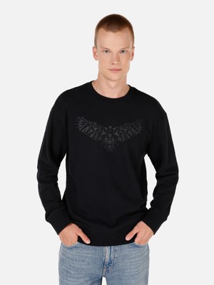 Colin's Normal Kesim Bisiklet Yaka Baskılı Siyah Erkek Sweatshirt CL1070653 CL1070653_Q1.V1_BLK