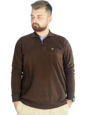 ModeXL Mode Xl Büyük Beden Erkek Sweat Polo Selanik Basic 20441 Sütlü Kahve