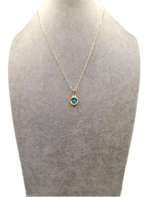 Han Ticarethane Altın Renk Turkuaz Incili Deniz Kabuğu Kolye