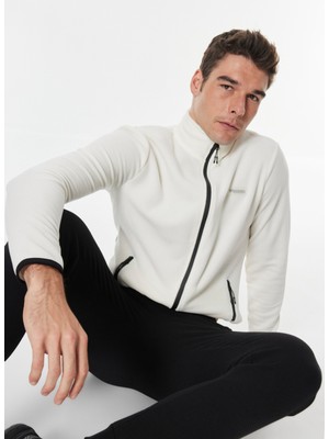 Discovery Expedition Düz Beyaz Erkek Polar Sweatshırt D4WM-SWT3994