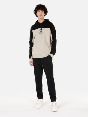 Colin's Normal Kesim Kapüşonlu Baskılı Siyah Erkek Sweatshirt CL1070813 CL1070813_Q1.V2_BLK