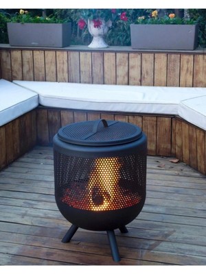 Vav Mühendislik Lüks Özel Yanmaz Boya Bahçe Sobası - Açık Hava Şömine Ateş Çukuru 40 x 55