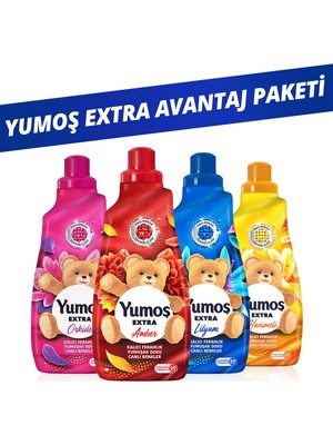 Yumoş Çamaşır Yumuşatıcısı x4 Lilyum 1440ml + Orkide 1440ml  + Amber 1440ml  + Hanımeli 1440 ml