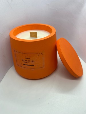 Mandalina Kokulu Mum Soya Mum Turuncu Renk Dekoratif Kavanoz Beton Mum Candle