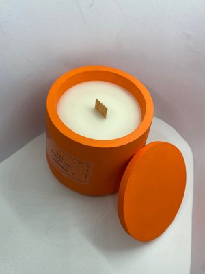 Mandalina Kokulu Mum Soya Mum Turuncu Renk Dekoratif Kavanoz Beton Mum Candle