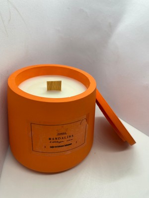 Mandalina Kokulu Mum Soya Mum Turuncu Renk Dekoratif Kavanoz Beton Mum Candle