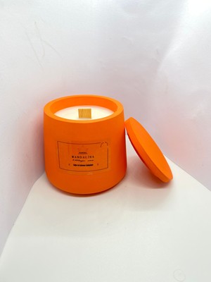 Mandalina Kokulu Mum Soya Mum Turuncu Renk Dekoratif Kavanoz Beton Mum Candle