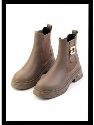 Bambi Vizon  Deri Kadın Bot & Bootie K02719102203