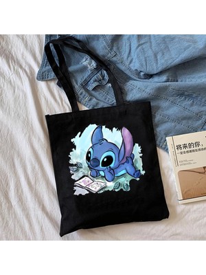 Syoosniq Y2K Disney Dikişli Tote Shopper Kanvas Çanta Eko Lilo ve Dikiş Alışveriş Çantası Kadın Tote Harajuku Kadın (Yurt Dışından)