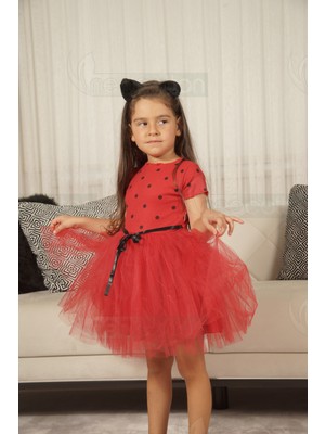 Kız Bebek Çocuk Kabarık Tütü Elbise Puantiyeli Kısa Kol Esnek Likralı