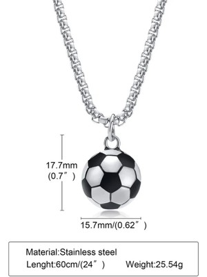 Forentina 315L Çelik Futbol Topu Erkek KOLYE-60CM Zincir PS3683