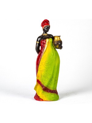 Tekno Trust Otantik Vazo Taşıyan Afrikalı Kadın Bordo-Yeşil 11X38X11 Cm.