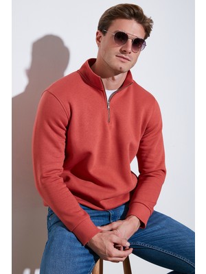 Buratti Pamuklu Regular Fit Yarım Fermuarlı Dik Yaka Sweat Erkek Sweat 59052592