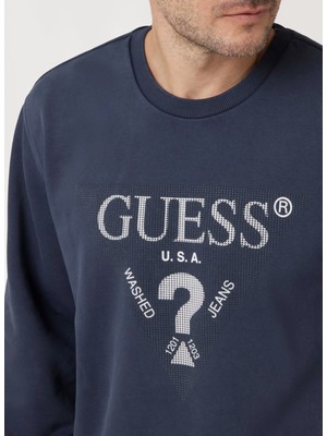 Guess Lacivert Erkek Sweatshırt M4YQ07KBY51G7V2 Treated Trıangle Cn