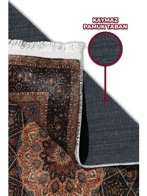 Linada Carpet Pamuk Taban Klasik Desenli Dijital Baskılı Bambu Seccade - LBS105