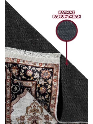 Linada Carpet Pamuk Taban Klasik Desenli Dijital Baskılı Bambu Seccade - LBS121