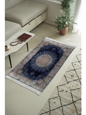 Linada Carpet Pamuk Taban Klasik Desenli Dijital Baskılı Bambu Seccade - LBS425