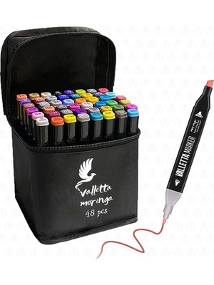 Valletta Moringa 48'li Çift Taraflı Art Marker Keçeli Kalem Seti Renkli ve Güvenli Kullanım