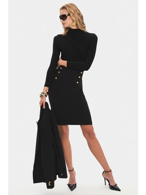 NG Style Düğme Detaylı Midi Etek