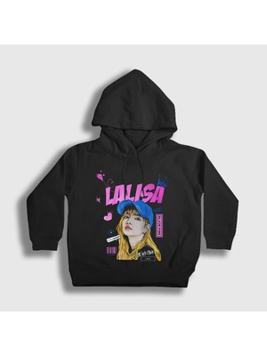 Presmono Unisex Çocuk Siyah Lalisa Lisa Blackpink K Pop Kapüşonlu Sweatshirt