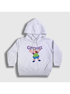 Presmono Unisex Çocuk Beyaz Happy Clarence Kapüşonlu Sweatshirt
