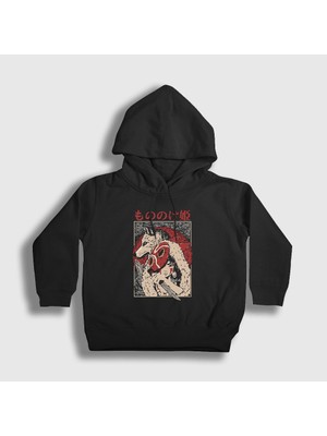 Presmono Unisex Çocuk Siyah Poster Anime Film Princess Mononoke Kapüşonlu Sweatshirt