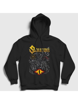 Presmono Unisex Siyah Sauron 2 Yüzüklerin Efendisi Lord Of The Rings Kapüşonlu Sweatshirt
