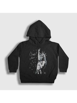 Presmono Unisex Çocuk Siyah Lady Liberty Müzik Chappell Roan Kapüşonlu Sweatshirt