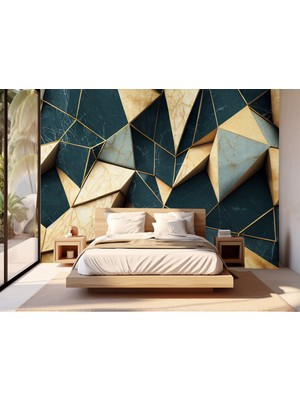 Yatak Odası Geometrik Tek Parça Duvar Kağıdı