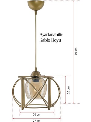 Dede Tekli Curva Sarkıt Avize Eskitme Bal Rengi Camlı