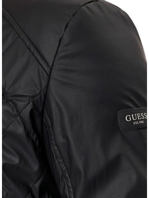 Guess Siyah Erkek Mont M4YL16WFHD0JBLK Quılted Bıker Str