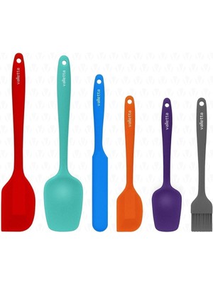 Valletta Drongo Isıya Dayanıklı Yanmaz Yapışmaz Silikon Spatula Seti 6 Parça Karışık Renkli