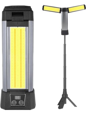 Powermaster PM-24565 25 Watt USB - Type-C Girişli P50 ve Cob Ledli 2 Kanatlı Kollu Çalışma Lambası