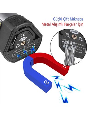 Powermaster PM-24565 25 Watt USB - Type-C Girişli P50 ve Cob Ledli 2 Kanatlı Kollu Çalışma Lambası