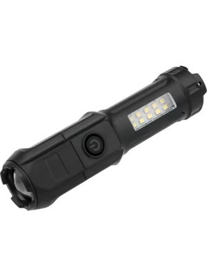 Powermaster 109-B Zoomlu Flash Özellikli Smd ve Power Ledli Şarjlı Plastik Kasa El Feneri (Powerbank Özellikli)