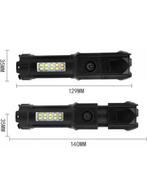 Powermaster 109-B Zoomlu Flash Özellikli Smd ve Power Ledli Şarjlı Plastik Kasa El Feneri (Powerbank Özellikli)