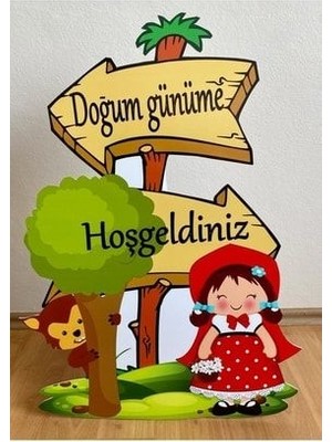 Okart Tasarım Kırmızı Başlıklı Kız Masaönü Karşılama Ayaklı Pano