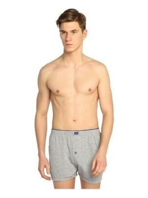 Erkek Gri  Penye Düğmeli Boxer 10'lu Paket