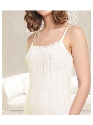 Kadın Jakarlı Ip Askılı Ekru Atlet 6'lı Paket