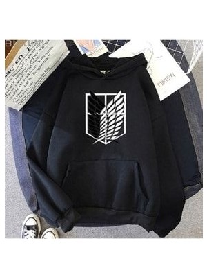 Attack On Titan Logo Oversize Kapüşonlu Sweatshirt Hoodie Aot
