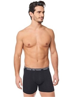 Erkek Siyah 6'lı Yıldızı Likralı Pamuklu Boxer 0060