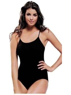 Kadın Siyah Ip Askılı Likralı Çıtçıtlı Body Zıbın