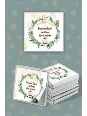 Neşeli Günlerim Safari Party Temalı Çikolata Etiketi * Sticker * 60 Adet 4x4 cm