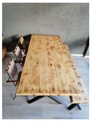 Ahşap Kütük Yemek Masası 80 x 60 cm Doğal Eskitme