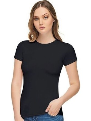 Kadın Siyah Pamuklu Likralı Sıfır Yaka Atlet Fanila 3'lü