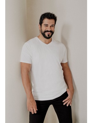 Altınyıldız Classics 2'li Slim Fit Dar Kesim V Yaka %100 Pamuk T-Shirt