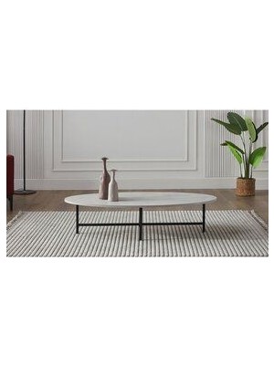 Egos Orta Sehpa Metal Ayak Retro Taş (Açık Mermer)