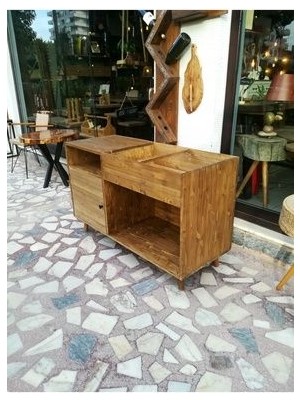 Masif Ahşap Plak ve Pikap Dolabı - RPT15